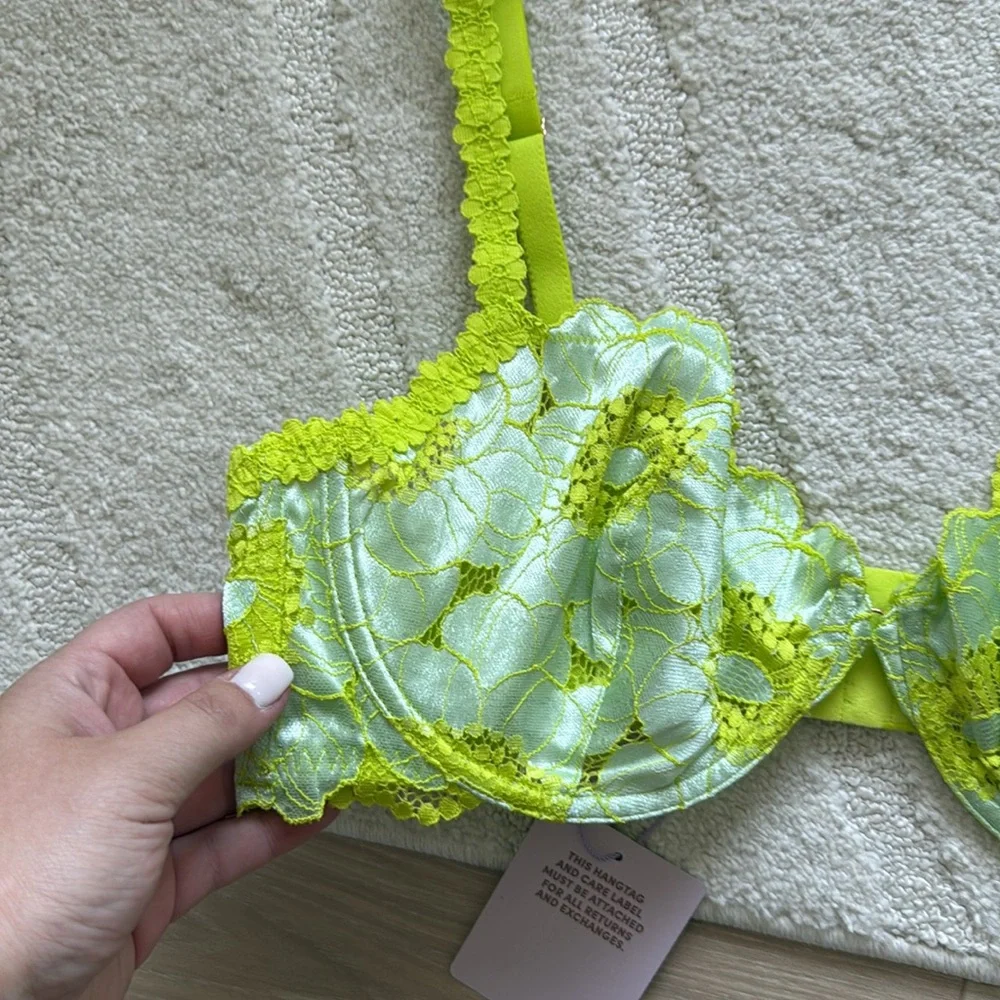 NEW- Savage x Fenty Perfect Poppies Unlined Bra in Lime Green